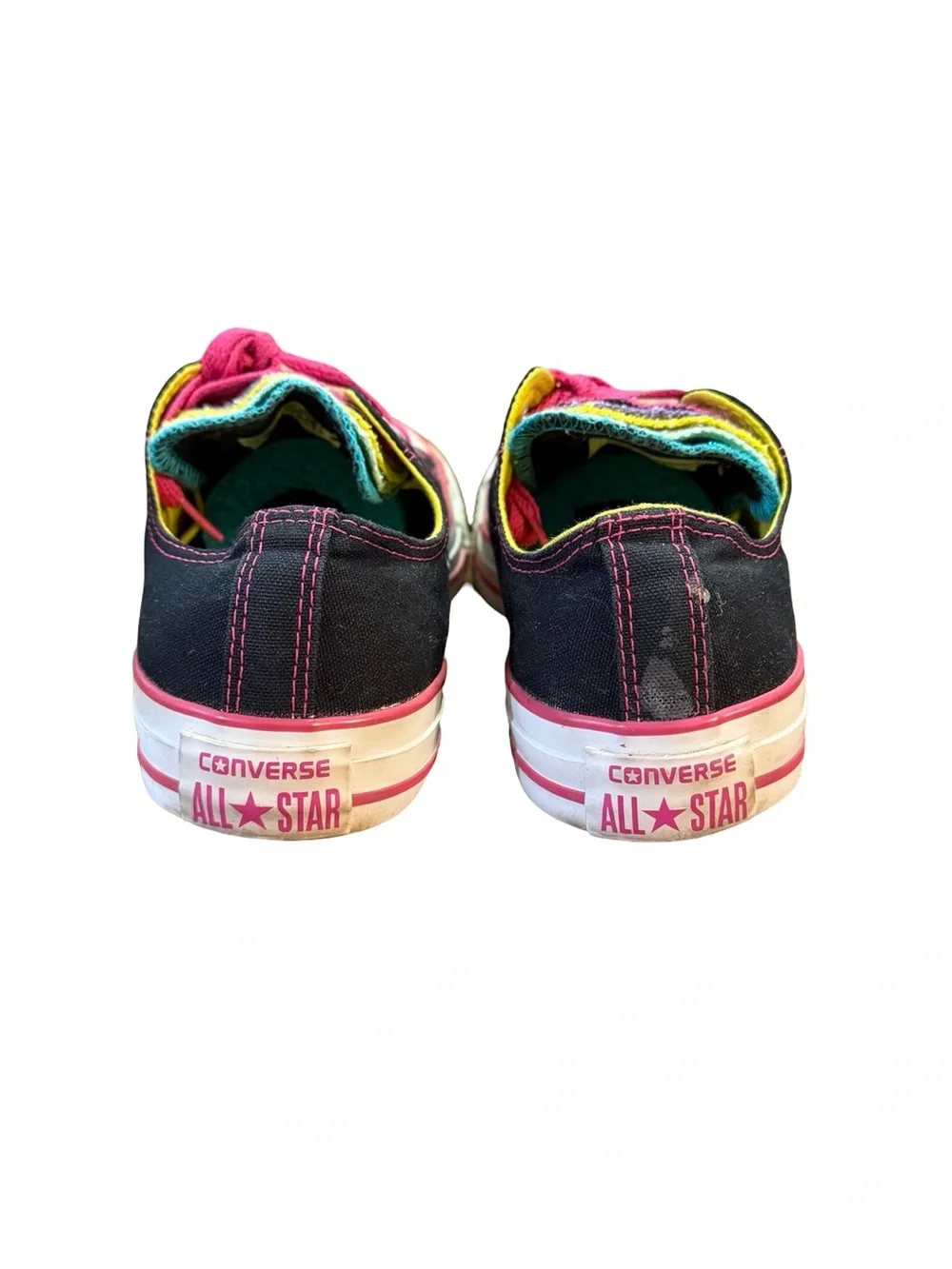 Converse Low Top Multi Layer Rainbow Tongue Canvas Sneakers Women’s Size 9